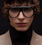 Gucci Unisex Aviator Acetate Black White Sunglasses