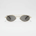 Chanel Oval Metal & Imitation Pearl Gold & Grey Sunglasses