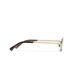 Chanel Oval Metal & Imitation Pearl Gold & Grey Sunglasses