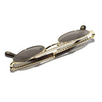 Chanel Oval Metal & Imitation Pearl Gold & Grey Sunglasses