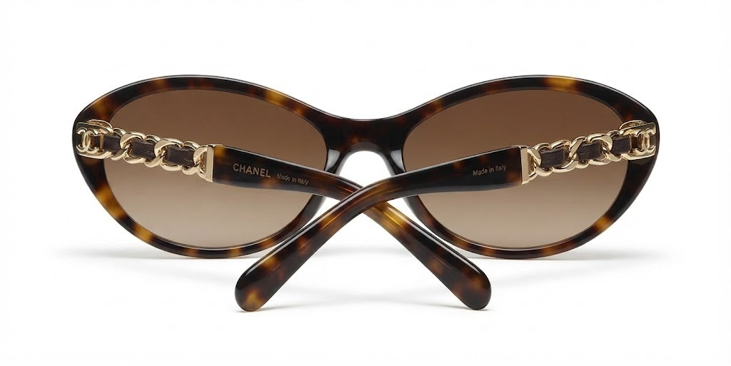 Chanel Women Brown/Gold Gradient Chain Sunglasses