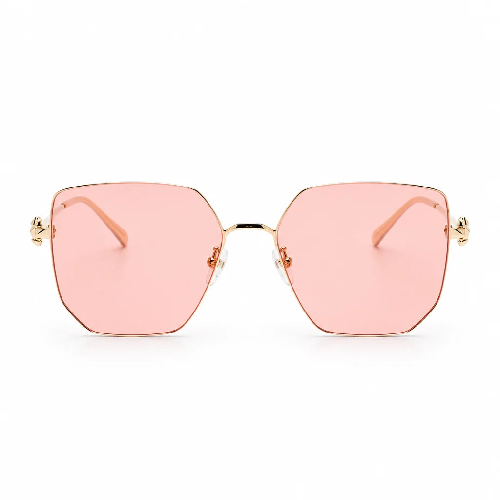 Cartier Clash de C Women Gold Finish Studded Temple Square Pink Gradient Sunglasses