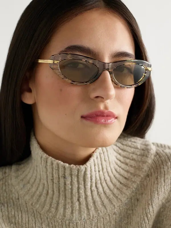 Chanel Women Oval Gold-Tone Tortoiseshell Sunglasses
