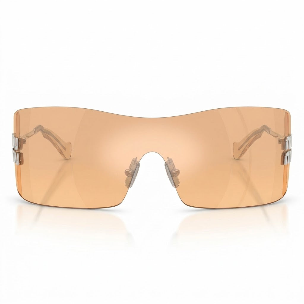 Miu Miu Aube Women Rimless Silver / Orange Silver Mirror Gradient Sunglasses