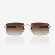  Cartier Décor C de Men Rimless Gold-Yellow Wood Temples Brown Sunglasses