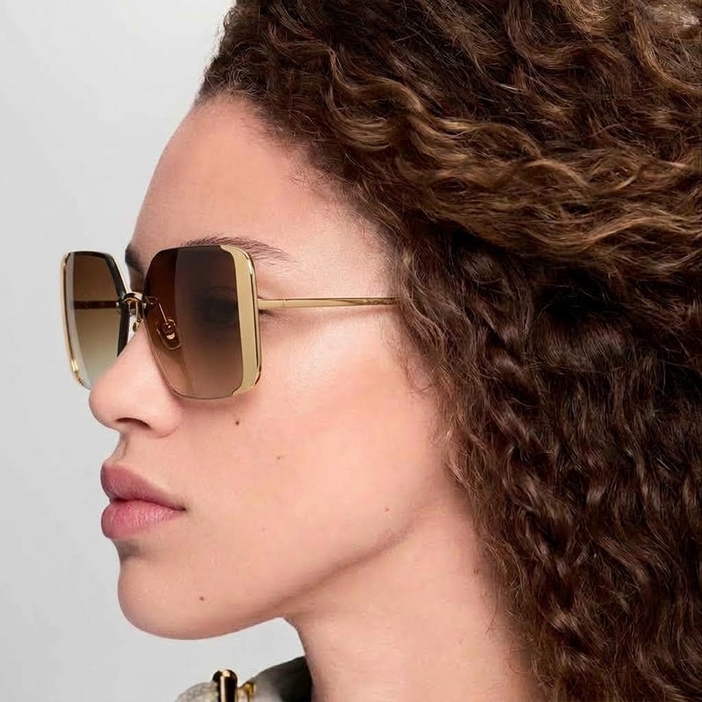 Louis Vuitton Women Square Frame Satin Yellow Sunglasses