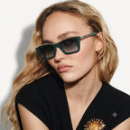 Chanel Women Rectangular Green Sunglasses