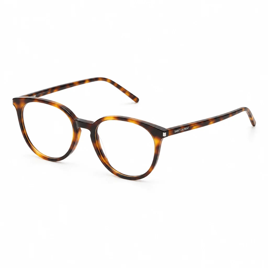 Saint Laurent SL 681/F Unisex Tortoiseshell Round-Frame Glasses