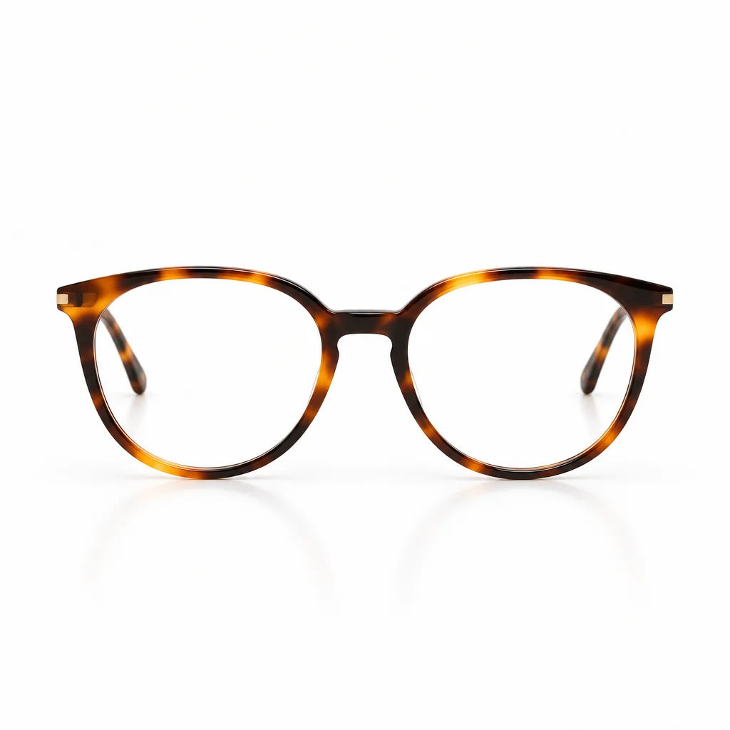 Saint Laurent SL 681/F Unisex Tortoiseshell Round-Frame Glasses