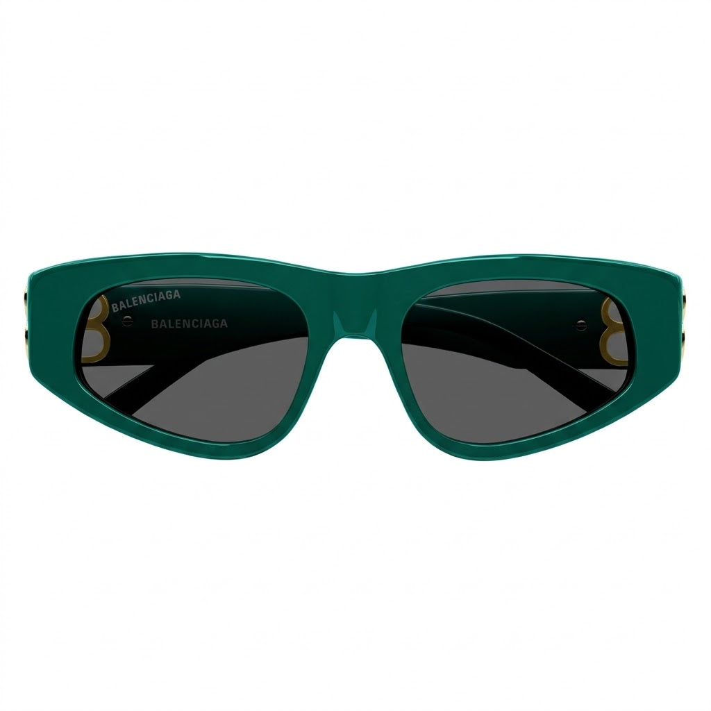 Balenciaga Women BB0257S Dynasty Oval Emerald Green Gold Sunglasses