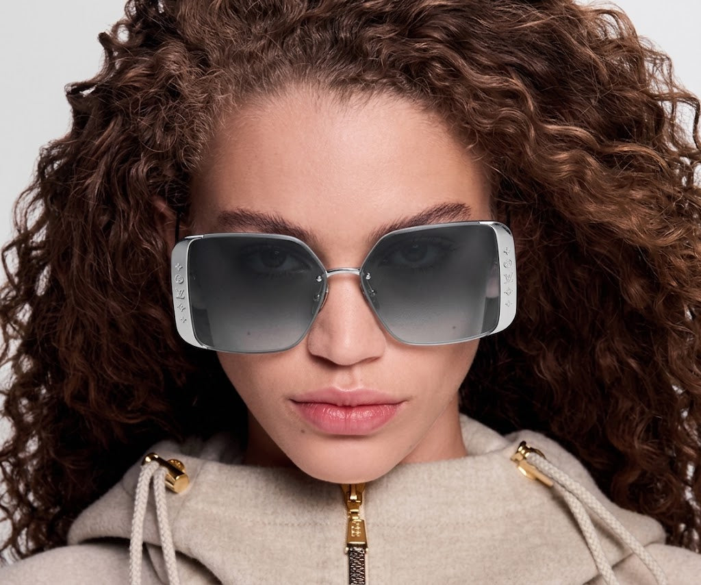 Louis Vuitton Women Square Frame Satin Silver Sunglasses