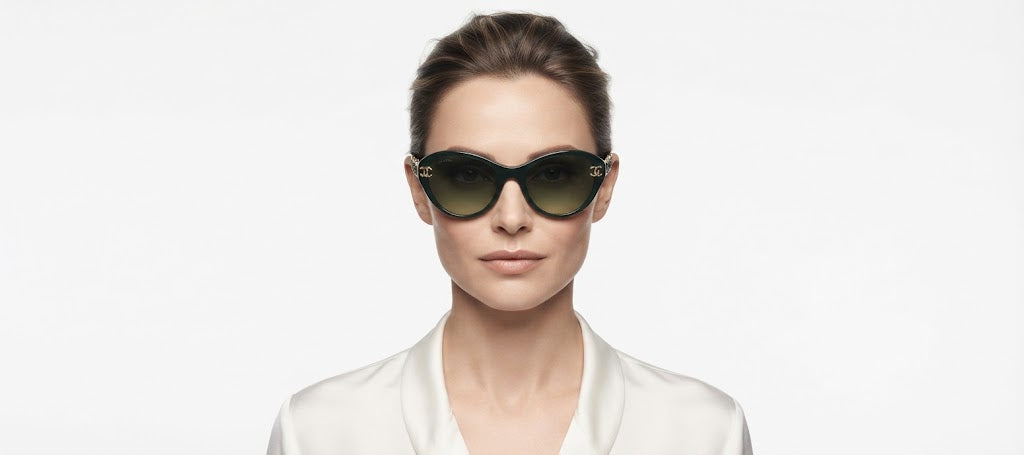 Chanel Women Green Gold Chain Sunglasses
