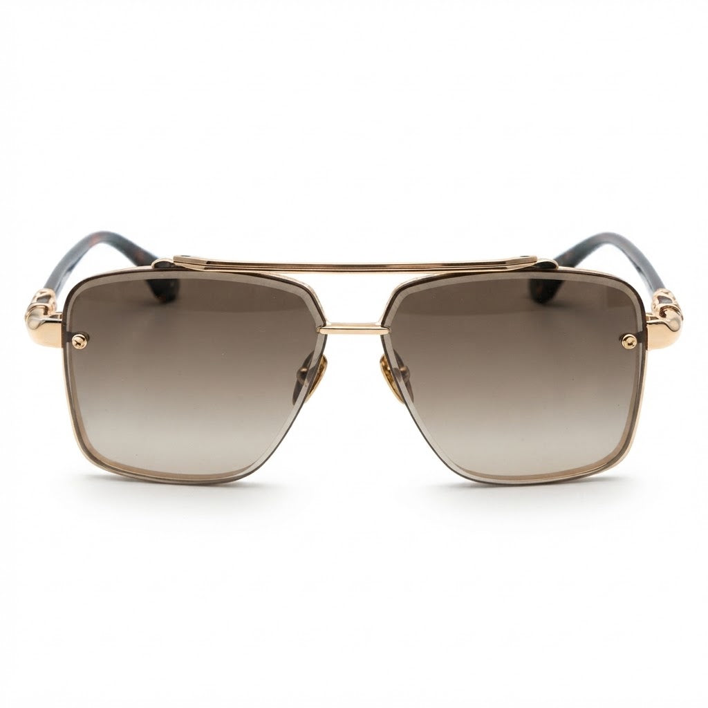 Chrome Hearts GHO 1402 Unisex Gold & Brown Gradient Square Sunglasses