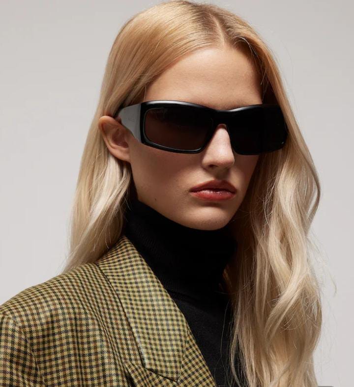 Gucci Men Rectangular Frame Black Sunglasses