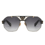 Philipp Plein Men Hexagonal Gradient Smoke Grey Sunglasses
