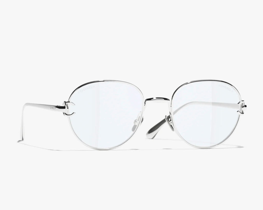 Chanel Women Pantos Silver Frame Light Blue Glasses