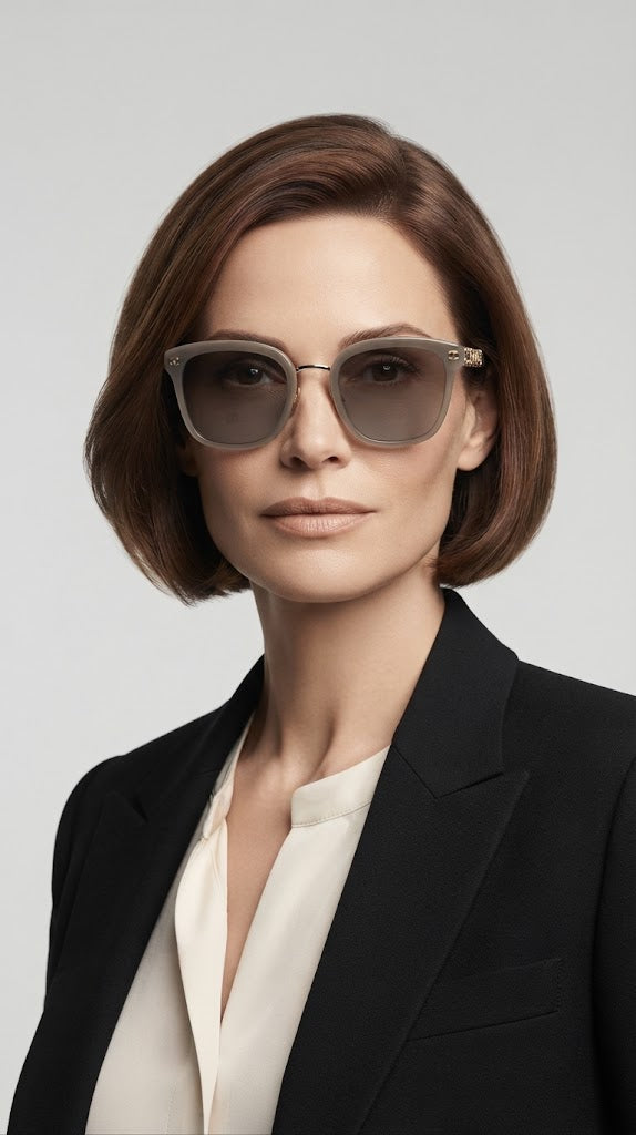 Chanel Women Classic Square Acetate Polarized Rhinestone Chanel Logo Grey Sunglasses