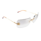 Chanel Unisex Coco Mark Clear Rhinestone Rimless Silver Sunglasses