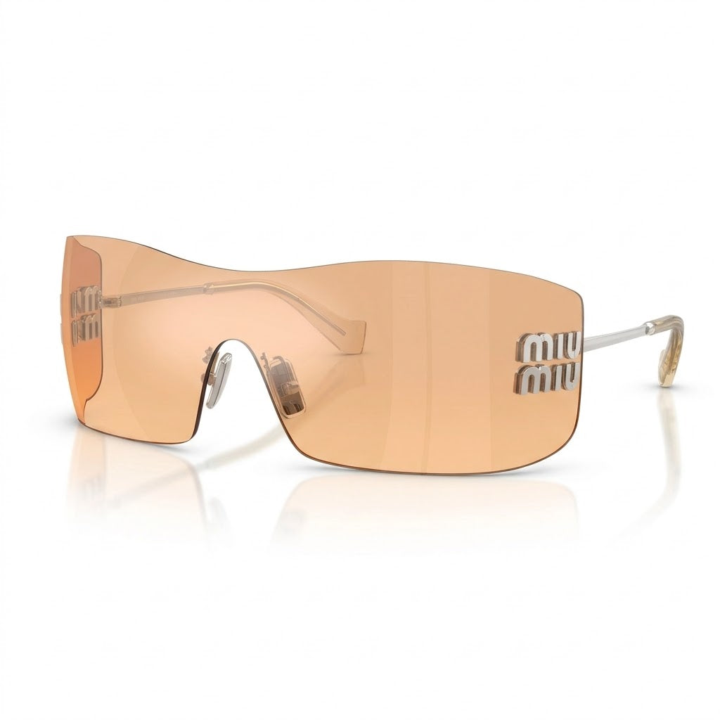 Miu Miu Aube Women Rimless Silver / Orange Silver Mirror Gradient Sunglasses