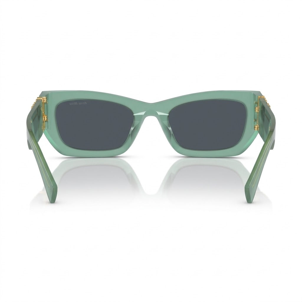 Miu Miu MU 09WS Women Rectangle Ivy Opal Green / Dark Grey Sunglasses