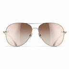Chanel Women Pilot Polarized Gold Sunglasses