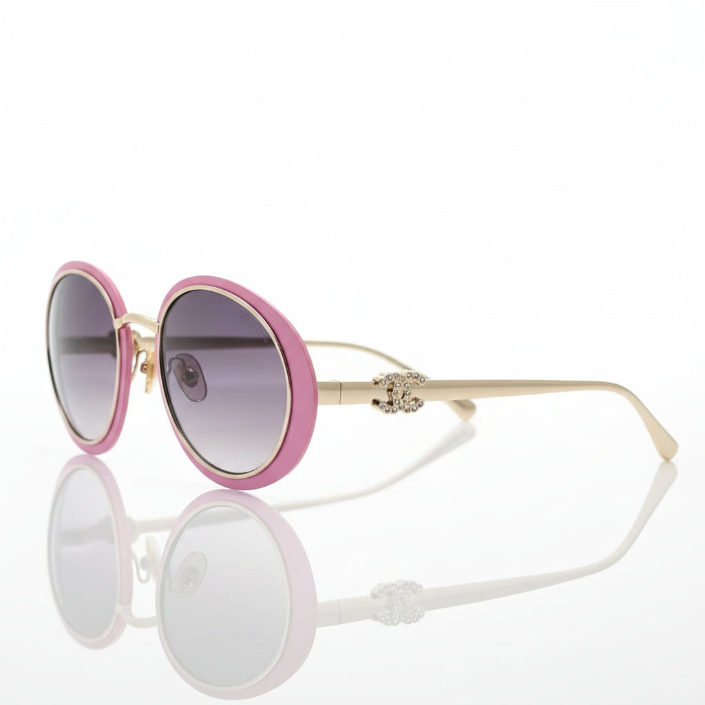 Chanel Women Oval Pink Grey Gradient Sunglasses