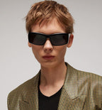 Gucci Men Rectangular Frame Black Sunglasses