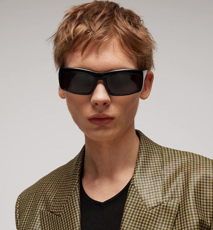 Gucci Men Rectangular Frame Black Sunglasses