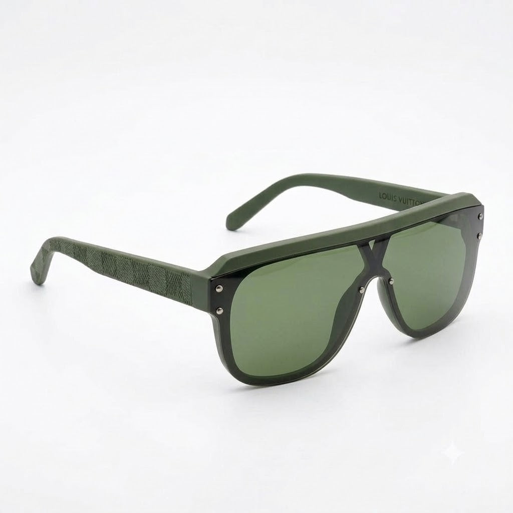 Louis Vuitton Waimea Mask Round Transparent Tinted Olive Green Sunglasses