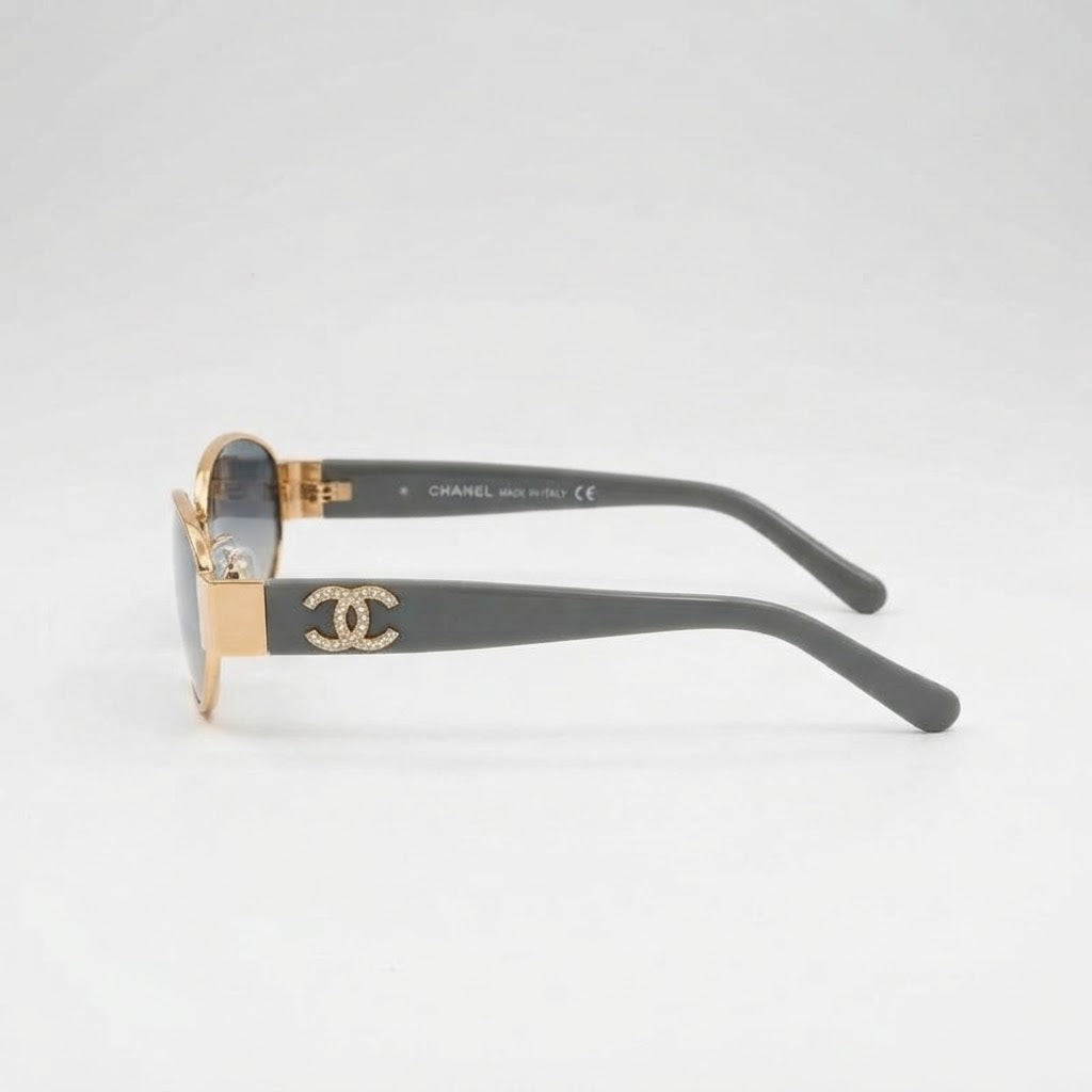 Chanel Women Oval Frame Grey Tinted Gradient Sunglasses