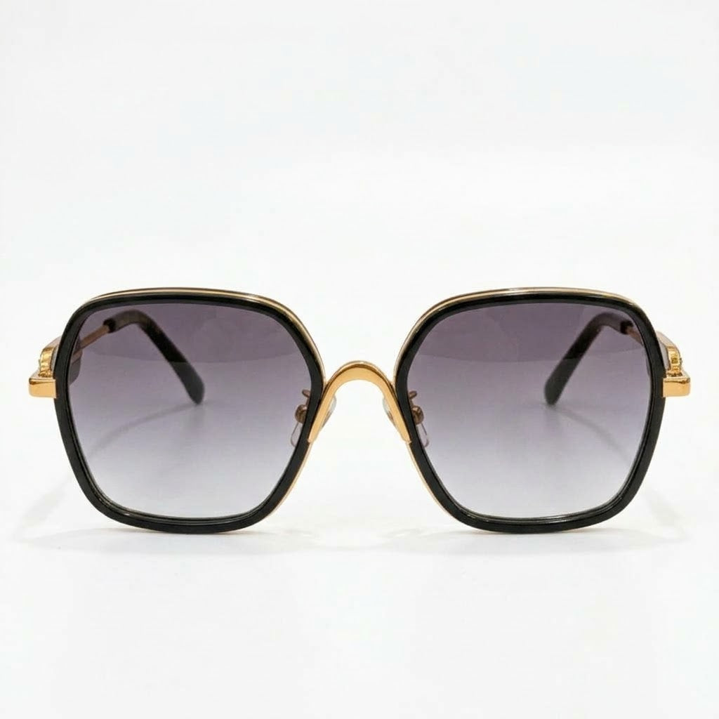 Miu Miu MU7417S Women Square Black / Gold / Grey Gradient Sunglasses