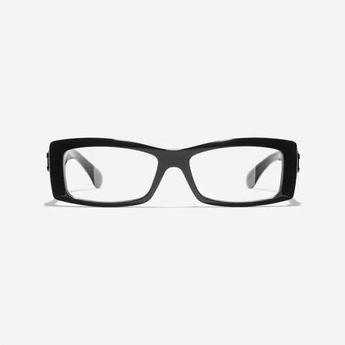  Chanel Unisex Rectangle Black Eyeglasses 