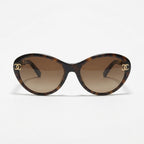 Chanel Women Brown/Gold Gradient Chain Sunglasses