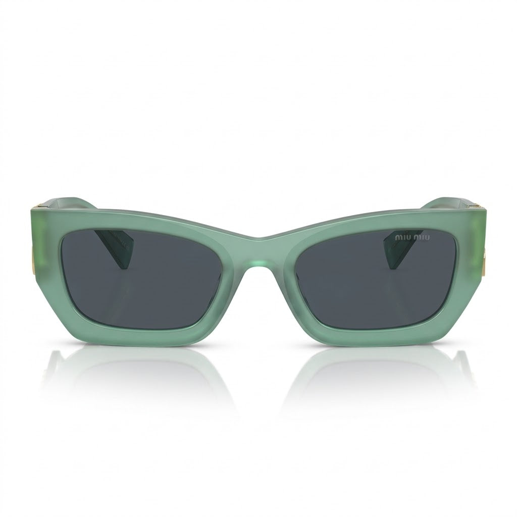 Miu Miu MU 09WS Women Rectangle Ivy Opal Green / Dark Grey Sunglasses