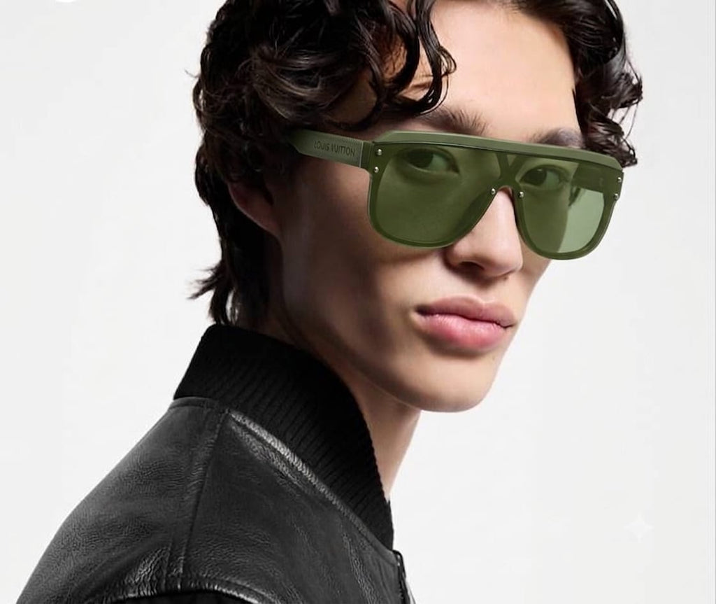 Louis Vuitton Waimea Mask Round Transparent Tinted Olive Green Sunglasses