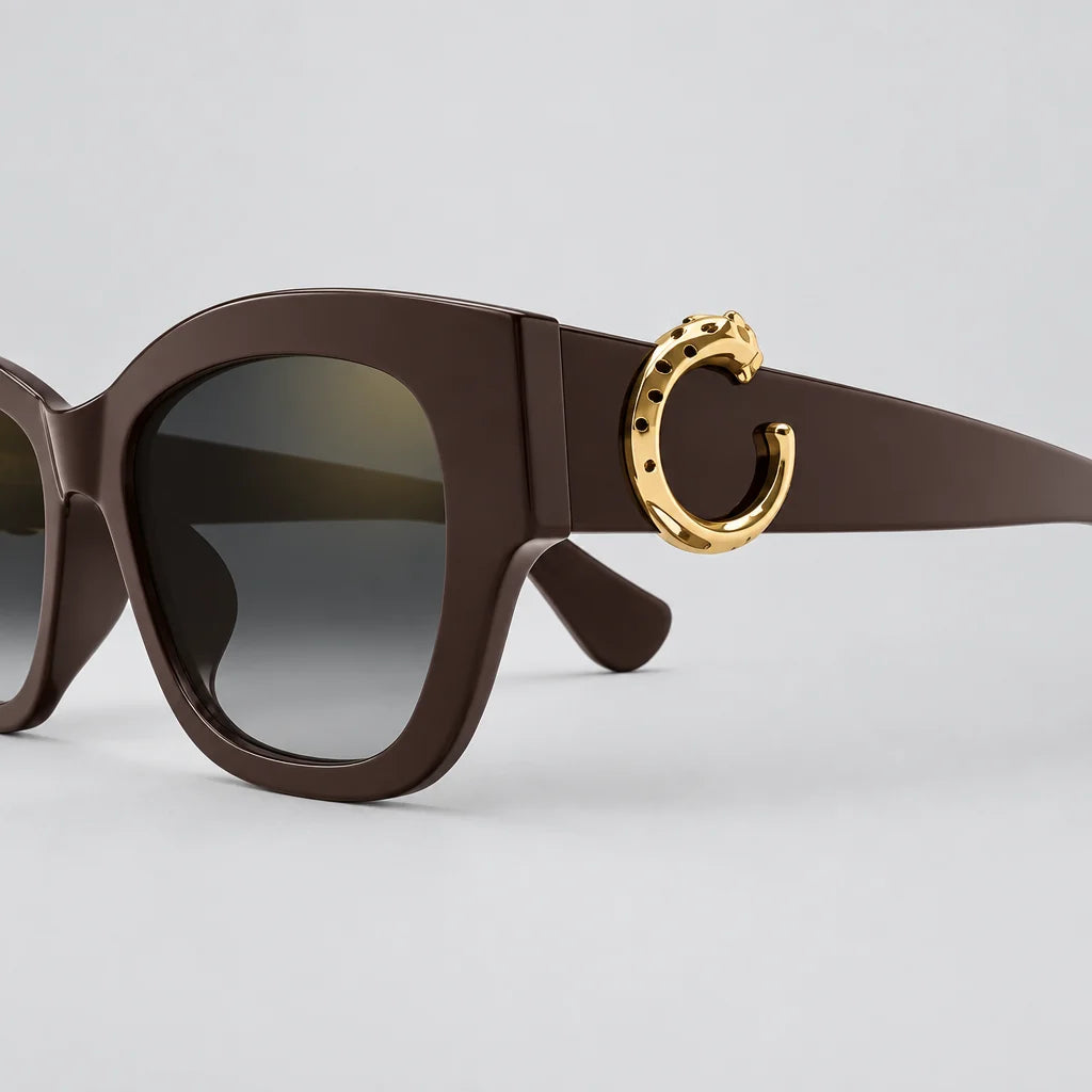 Cartier Panthère de C Motif Square Women Brown Sunglasses