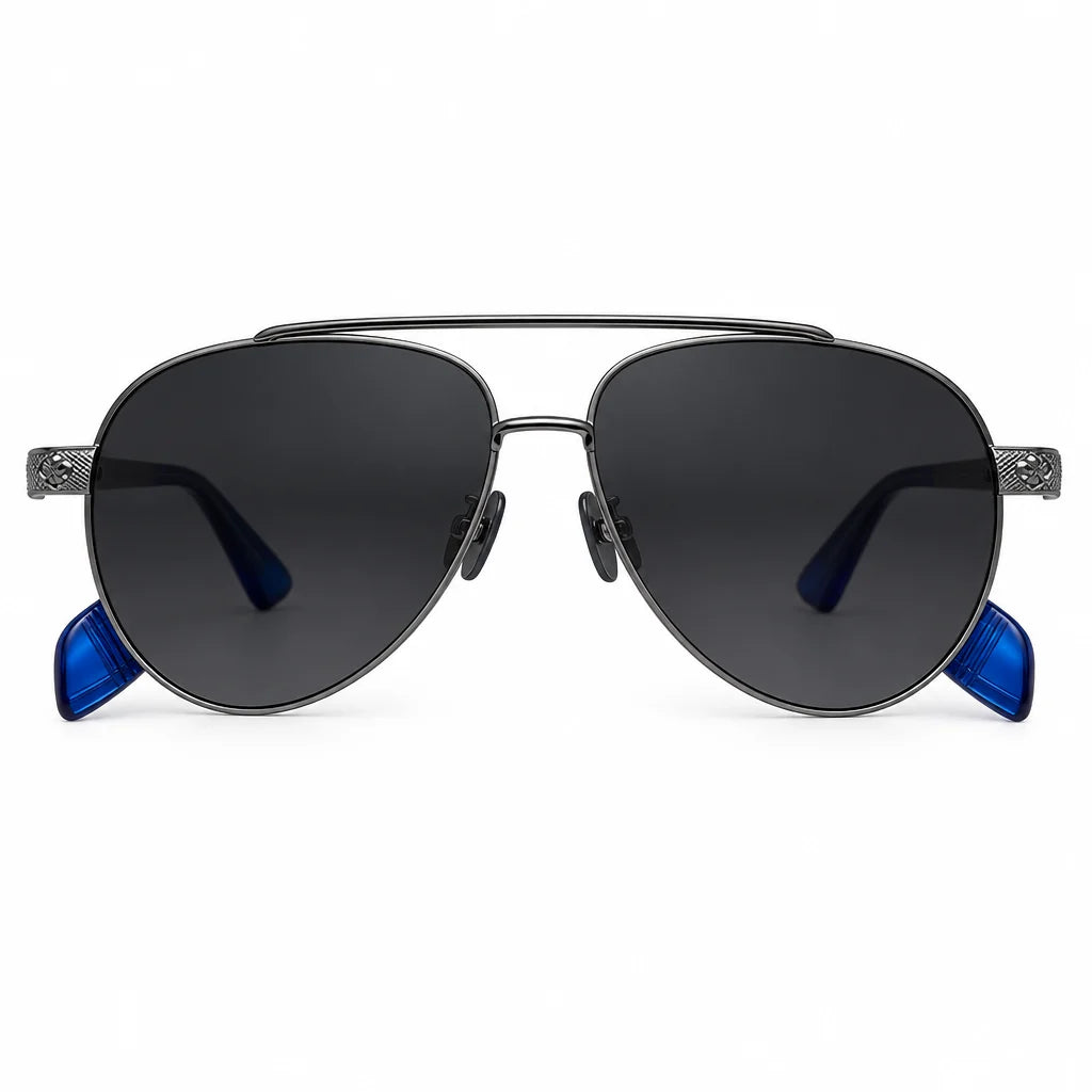 Chrome Hearts Unisex Aviator Blue Temples Grey Sunglasses