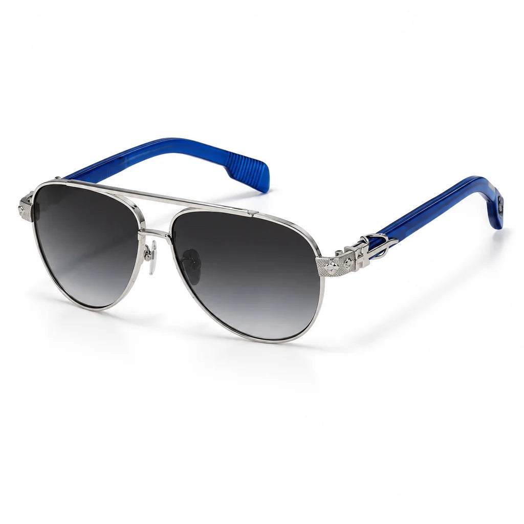 Chrome Hearts Unisex Aviator Blue Temples Grey Sunglasses