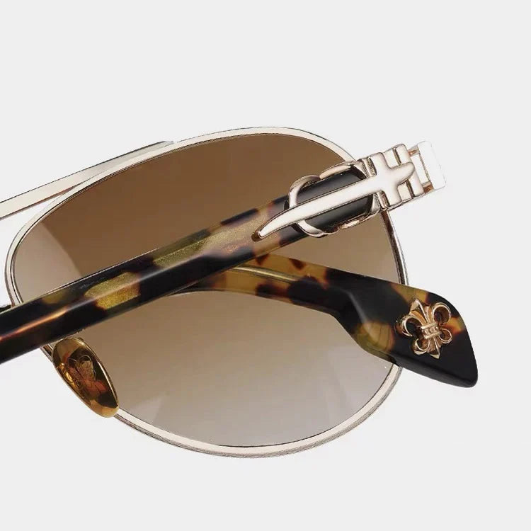 Chrome Hearts Unisex Aurelia Gold Aviator Tortoiseshell Temples Sunglasses