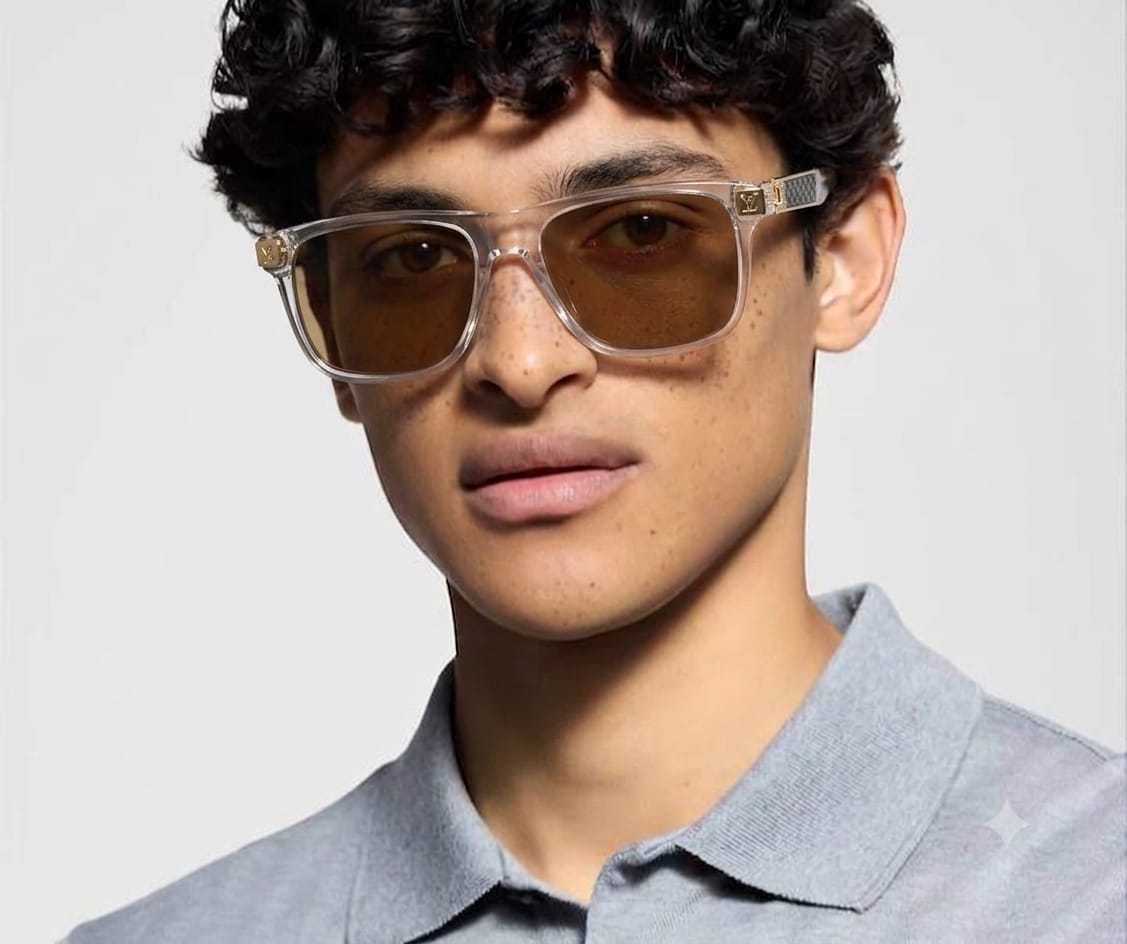 Louis Vuitton Men City Large Square Brown Sunglasses