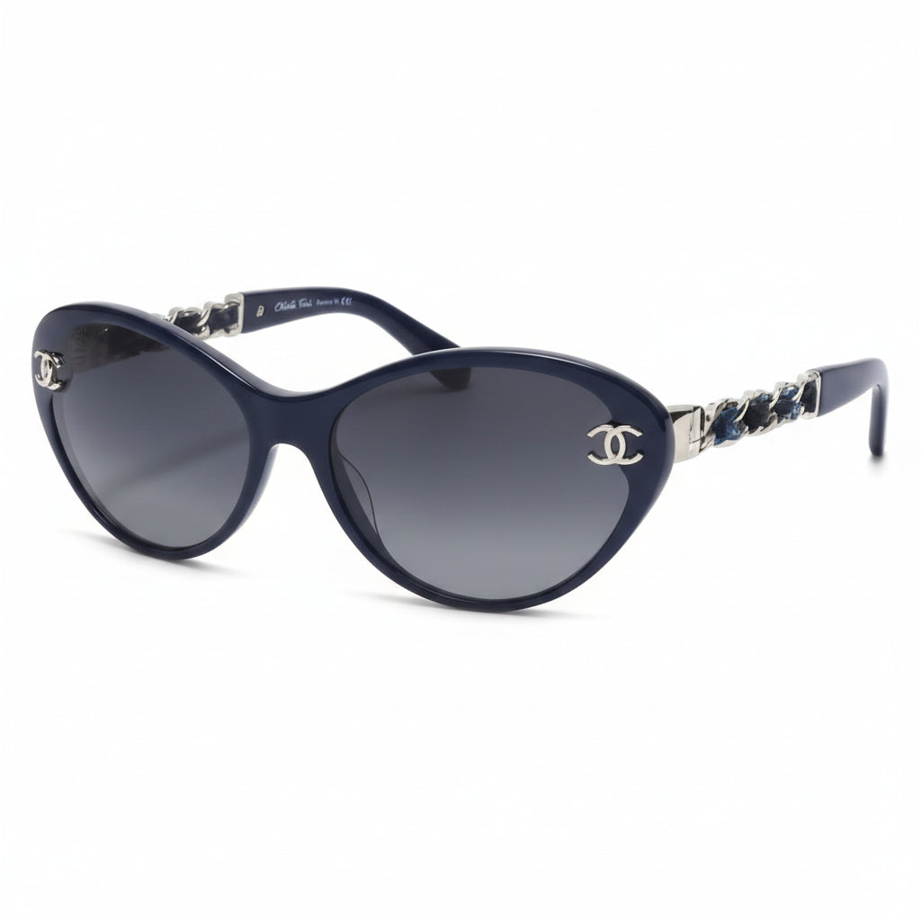 Chanel Women Blue Gold Chain Sunglasses