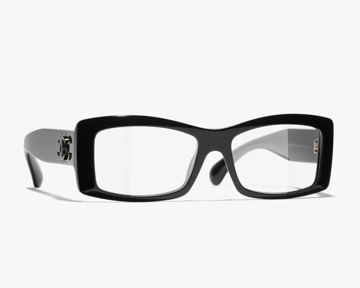 Chanel Unisex Rectangle Black Eyeglasses