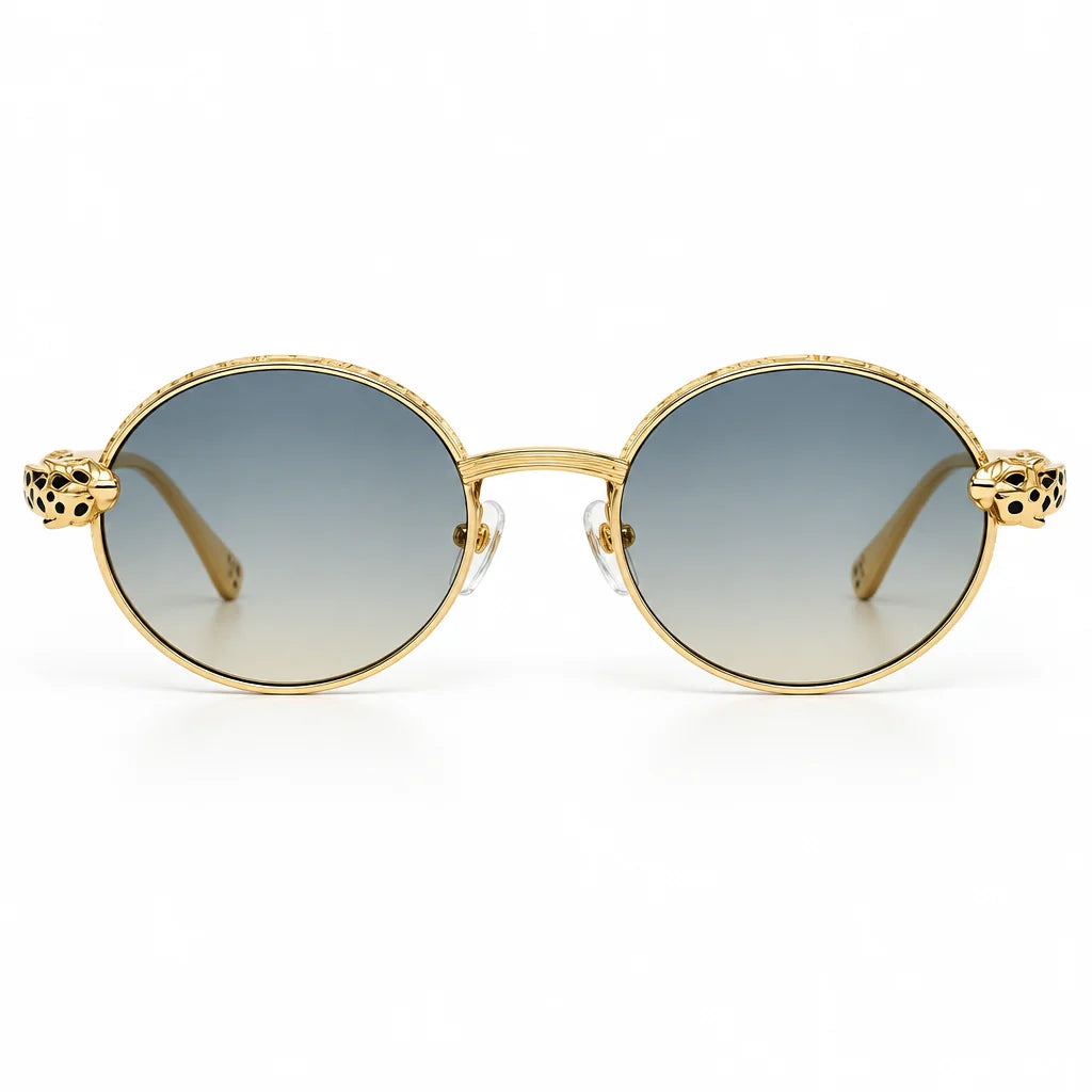 Cartier Panthère de C Women Round Blue-Yellow Gradient Sunglasses