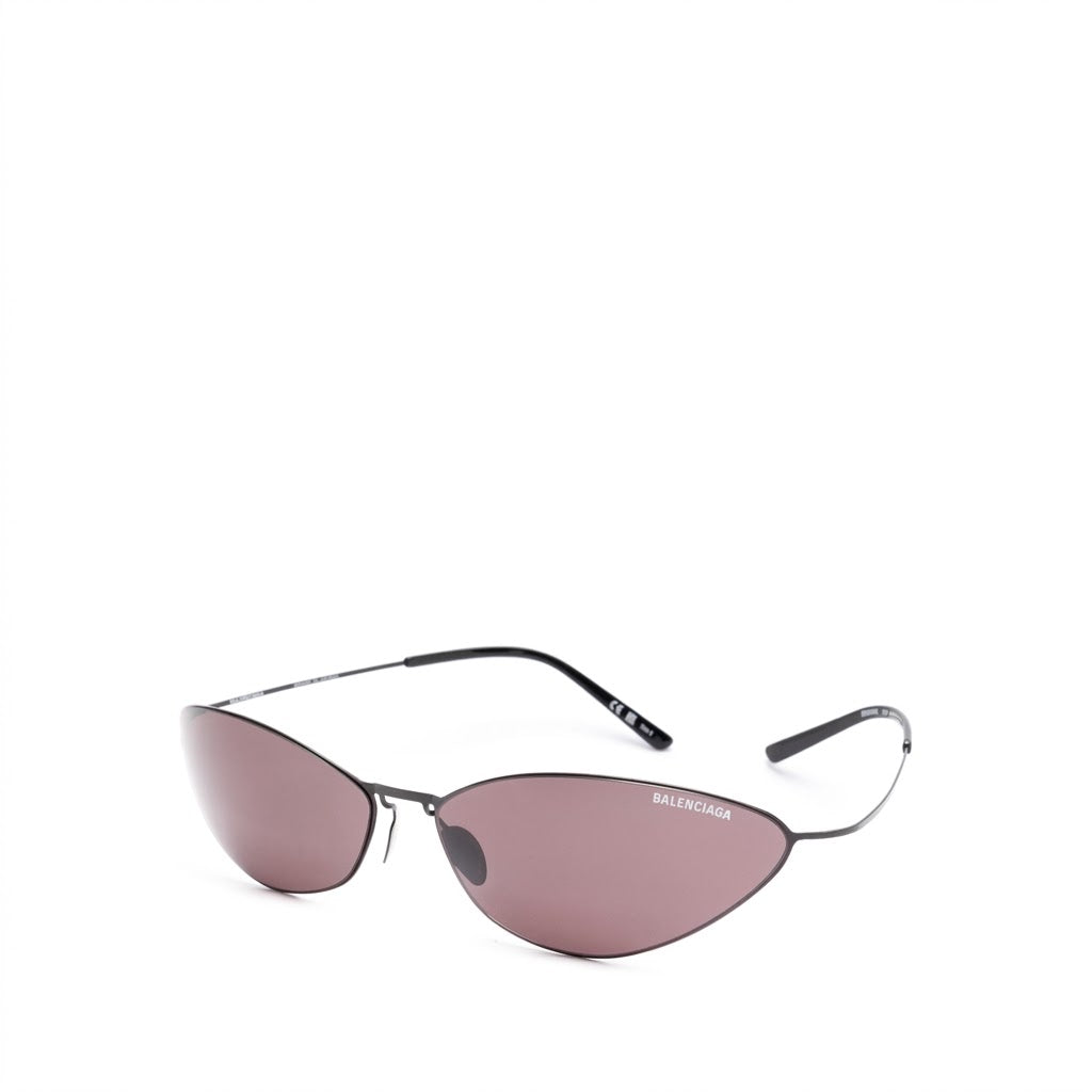 Balenciaga Unisex BB0350S 002 Dark Gunmetal / Brown-Pink Cat-Eye Titanium Sunglasses