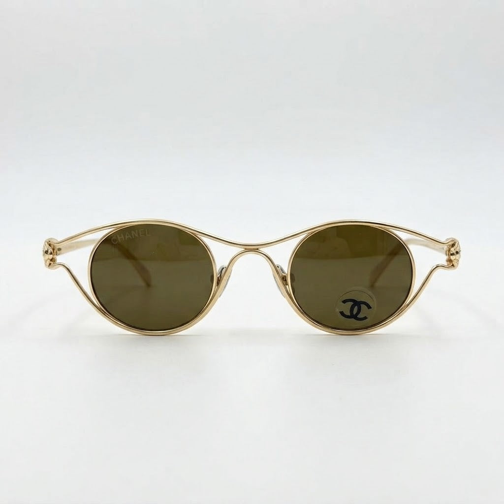 Chanel Women Oval Metal Optical Gold Sunglasses 