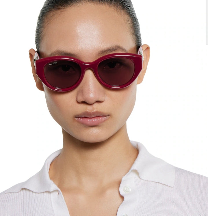 Gucci Women Low Nose Bridge Fit Red Sunglasses