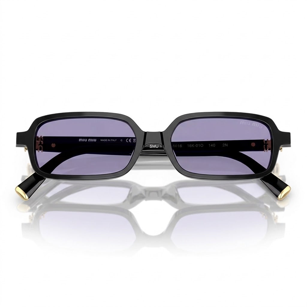 Miu Miu Regard MU 11ZS Women Rectangular Black / Violet Sunglasses
