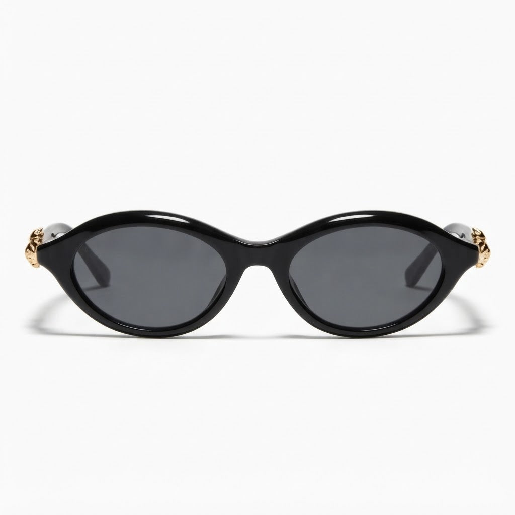 Gucci Women Oval Frame Black Sunglasses