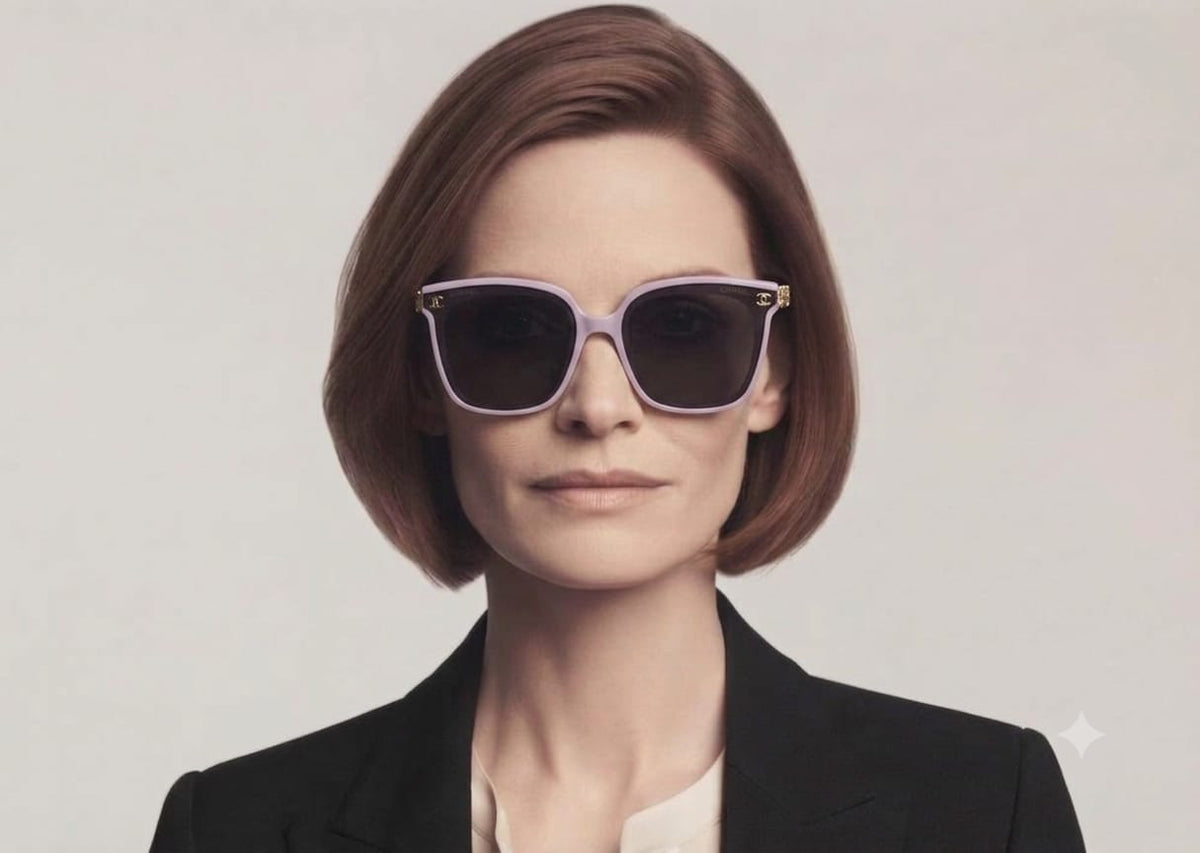 Chanel Women's Classic Square Acetate Polarized Rhinestone Chanel Logo Pink Sunglasses