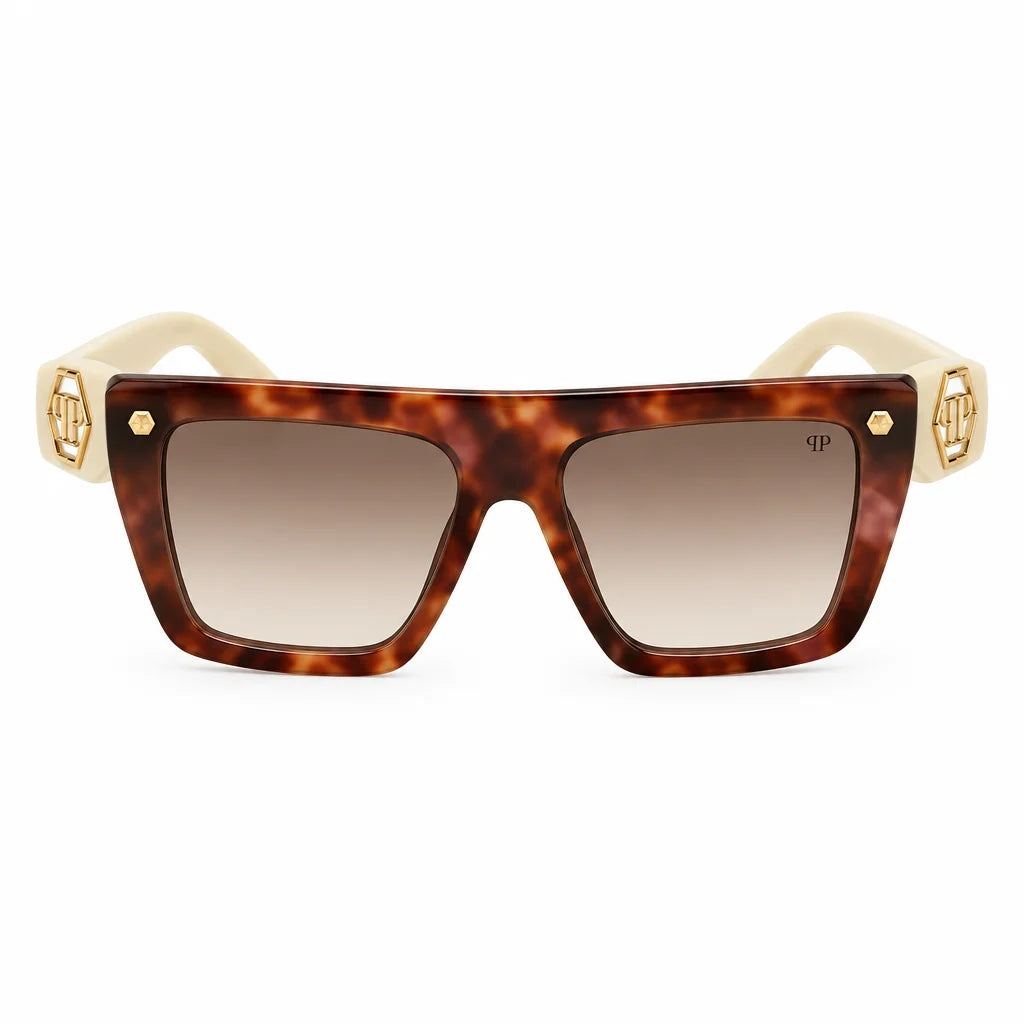 Philipp Plein SPP177 Unisex Shiny Powder Havana Sunglasses